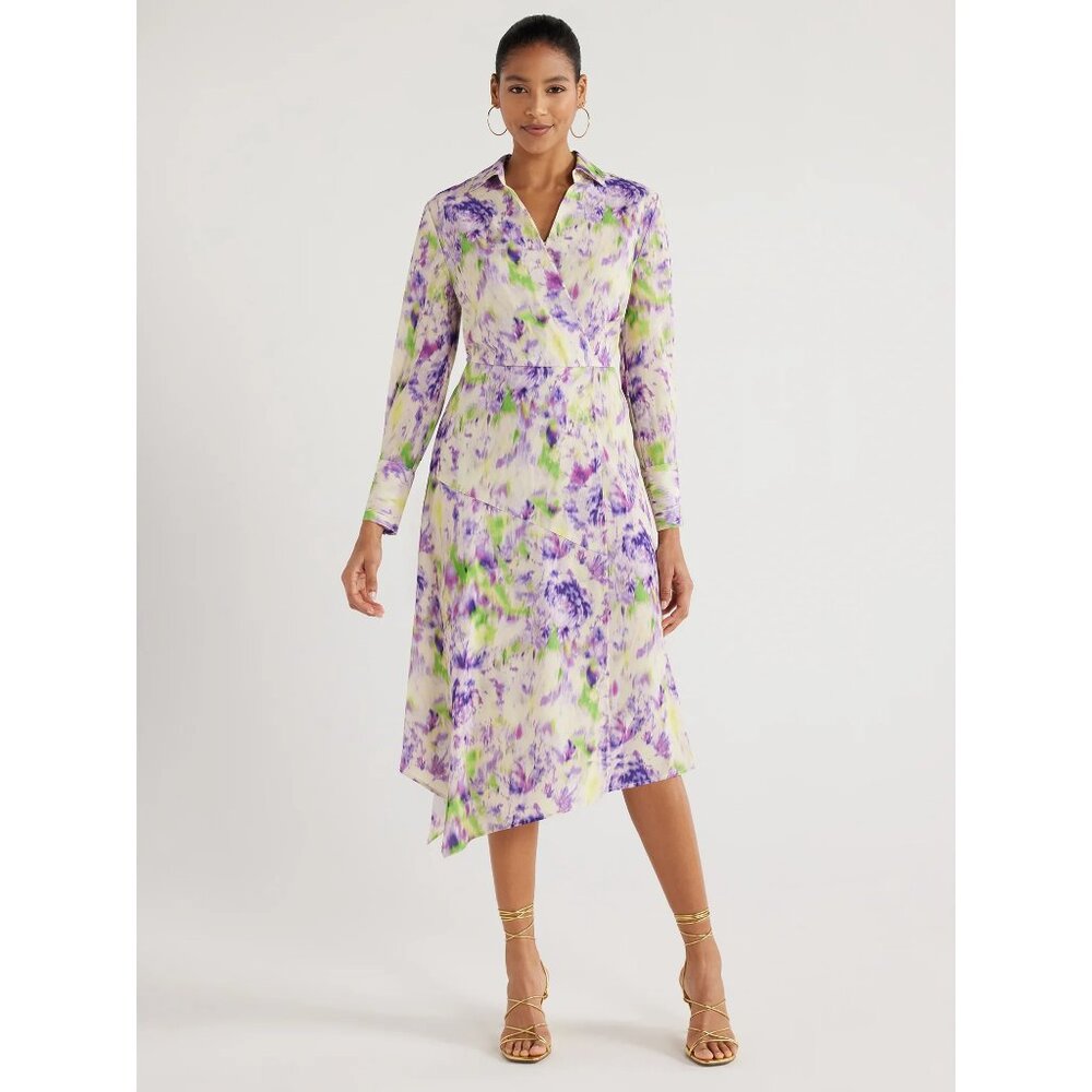 Scoop Women’s Shirtdress with Faux Wrap Front